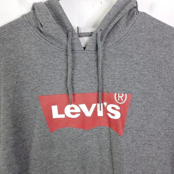 Levis Sweater Womens XL Hoodie Sweatshirt Gray Logo Front Casual Street Billboar - Picture 2 of 9